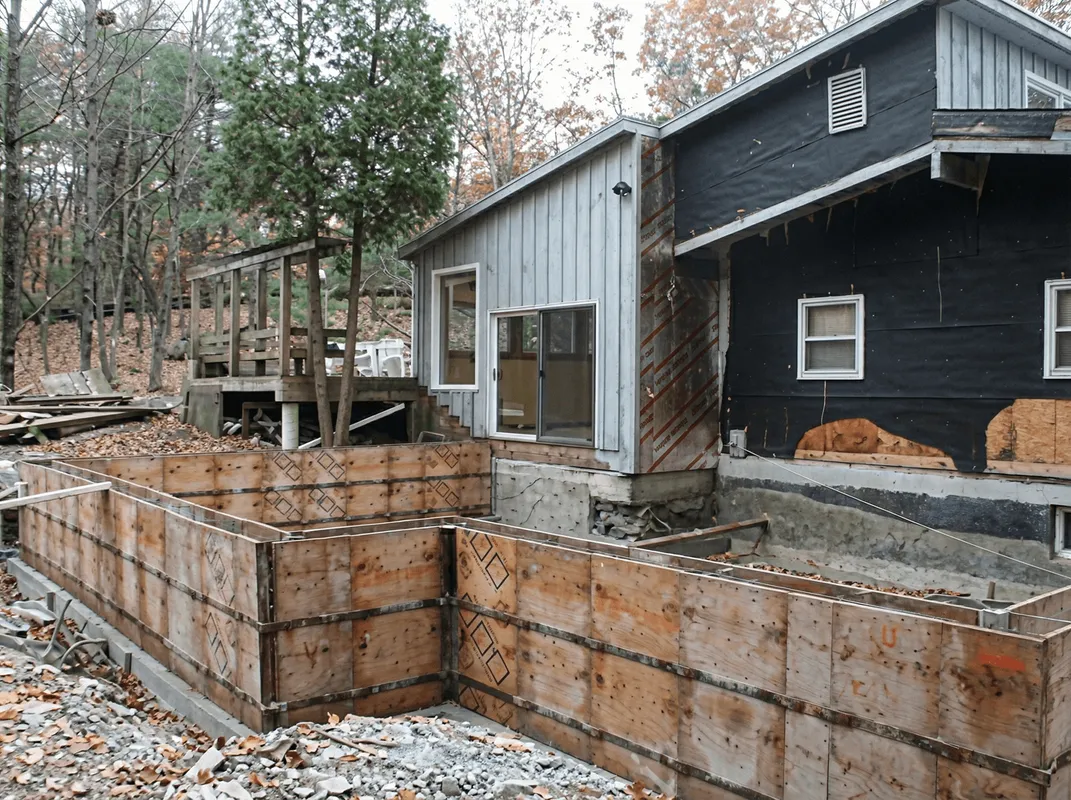 Prepared site with foundation forms for home remodeling and addition project in Lakeland, FL